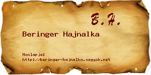 Beringer Hajnalka névjegykártya